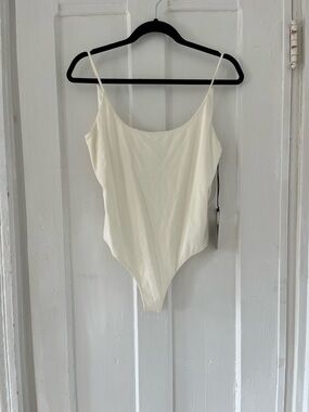 Privacy Please Cream Scoop Neck Bodysuit